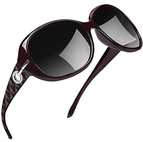 Joopin Große Sonnenbrillen Damen Polarisiert UV400 und Klassische Damen Sonnenbrille Elegant Trendy Vintage Brille mit XL Übergroßer Rahmen (Weinrot)