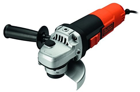 BLACK+DECKER KG911-QS Corded Angle Grinder 12,000 RPM, 3 Position Side Handle, Protective Casing, 900 W Slide Switch, Black, Orange