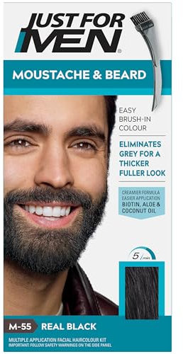 Just For Men - Tinte para bigote y barba, M55 Real Black