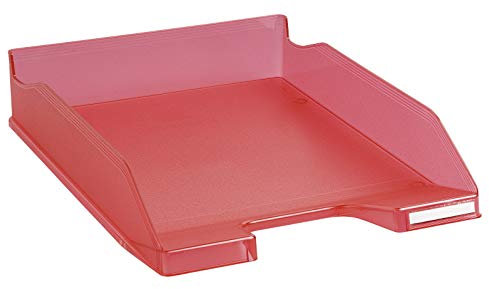 Exacompta 11354D Premium Briefablage Combo Midi DIN A4. Idealer Briefkorb für Ihre Organisation. Robuster und stapelbarer Ablagekorb himbeer transluzent