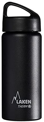 Laken TA5N Bouteille Isotherme Classique en Acier Inoxydable avec Isolation sous Vide et Goulot Large 500 ML Noir