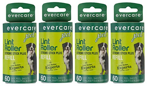 Evercare Extra Sticky Pet Lint Roller Refill 60 sheets - Pack of 4