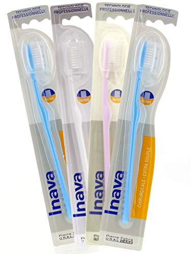 Inava Brosse à dents chirurgicale, 15/100 lot de 4 Multicolore