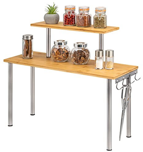 bremermann Bambus-Regal, Küchenregal, aus Bambusholz und Edelstahl (Metallisch)