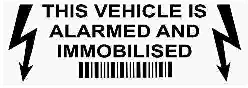 Platinum Place 5 x Alarm and Immobiliser Fitted Stickers-BLACK onto CLEAR-Internal Window Sticker-30mmx87mm-LIGHTNING DESIGN-Alarmed and Immobilised-Car,Van,Truck,Caravan,Motorhome,Lorry,Taxi
