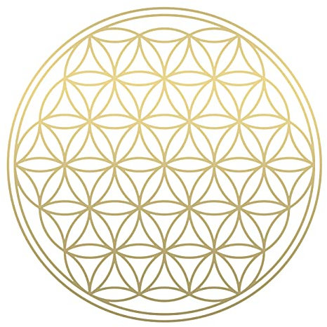 Blume des Lebens - IN - Geometrie - Wandtattoo Wandaufkleber Sticker Aufkleber (50 (B) x 50 (H) cm, Gold)