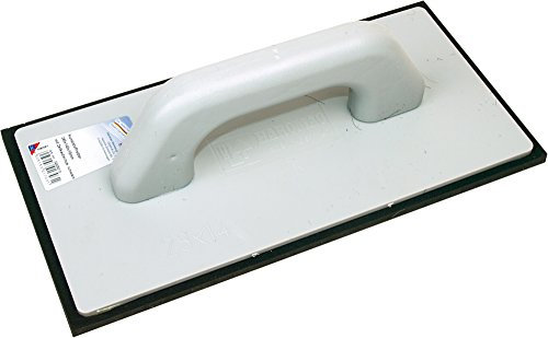 HAROMAC Reibebrett mit Zellkautschukbelag, 280x140x10mm | Profiqualität, schwarzer Moosgummi-Belag, Kunststoffreiber, zum Glätten & Verfugen, für Feinputz, Spachtel & Fliesenarbeiten – Made in Germany