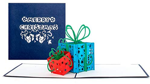 Weihnachtskarte Geschenke Merry Christmas - Pop Up Karte - Klappkarten mit Umschlag