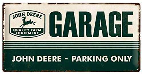 Nostalgic Art Garage, Vintage Geschenk-Idee für John Deere und Traktor-Fans, zur Dekoration Retro Blechschild, 25x 50 cm