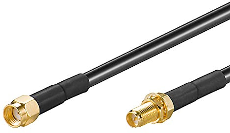 Goobay 51676 Prolunga per Antenne WLAN Wi-Fi, Nero, 2m Lunghezza del Cavo