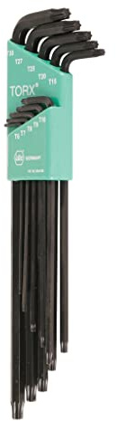 Wiha 36698 Torx L-Key Set, 10 Piece, T6–T30, Extra-Long Reach, Black Oxide, CRM-72 Tool Steel