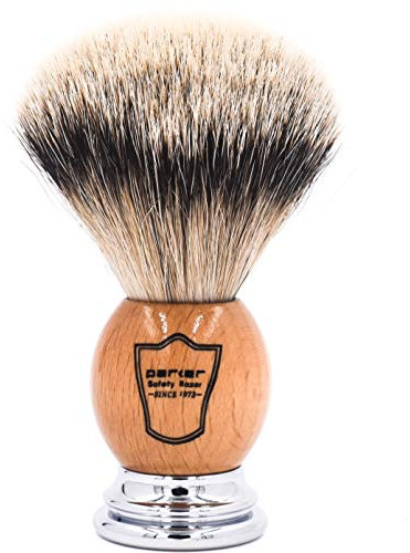 Parker Safety Razor 100% Silvertip Dachs Borste Rasur mit Deluxe Olivenholz & Chrome Griff - Pinsel Ständer enthalten