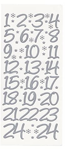 Reliefsticker Große Adventszahlen 2,2cm selbstklebend gold oder silber Silber