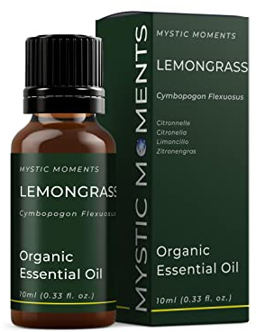 Mystic Moments | Organic Lemongrass Essential Oil | 10ml | Cymbopogon flexuosus gives a fresh citrus-herb aroma for diffusers, oil blends and fragrance formulations.