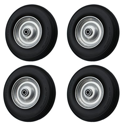 4 Stück Rad 4.80/4.00-8 PU Schubkarrenrad Stahlfelge Achse 25 mm Pannensicher Vollgummi TOP!