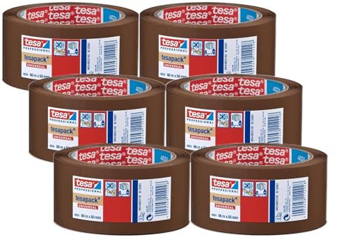 tesapack 4024 Universal PP Paketklebeband aus PE-Folie - Versandklebeband für geräuscharmes Abrollen - witterungs- und alterungsbeständig - braun - je 66 m x 5 cm |6er Pack