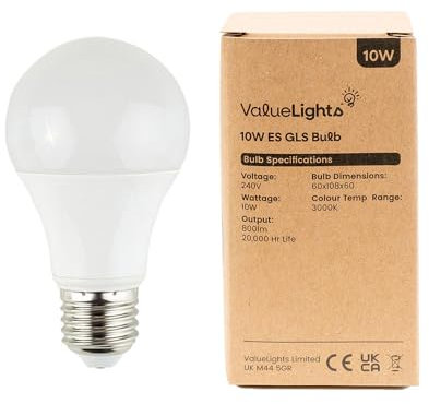 MiniSun | High Power 10W LED ES E27 SMD GLS Energy Saving Long Life Bulb | LED Bulbs, Home Décor & Improvement Essential | 6500K Cool White