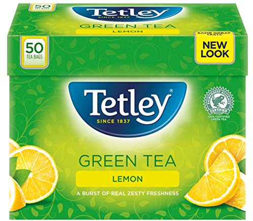 Tetley Green Tea Lemon, 1 Box of 50 Teabags