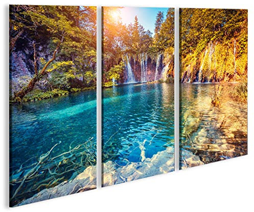 islandburner Bild Bilder auf Leinwand Kroatien See 3p XXL Poster Leinwandbild Wandbild Dekoartikel Wohnzimmer Marke