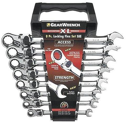 GearWrench 85798 8 Stück XL Sperren flex-head Knarren-Ring-Maulschlüssel Set SAE