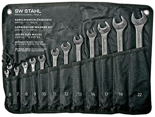 SW-Stahl 00912L Gabelringschlüsselsatz 6-22 mm, 12-teilig I Ringschraubenschlüssel I Doppel-Schraubenschlüssel I Ringschlüssel-Set I Maulschlüssel I Ringmaulschlüssel