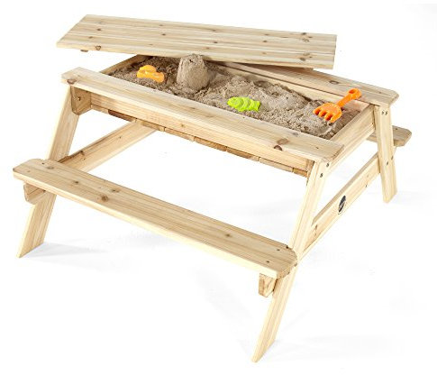 Plum Outdoor-Spieltisch aus Holz, Sandkasten und Picknicktisch