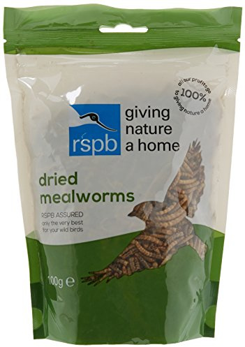 RSPB Dried Mealworms 100g Wild bird Food, supporting RSPB Charity, meal worm, Re-sealable & recyclable pouches, for use in Garden & outdoors. Perfect for Feeders, ground feeders & bird tables