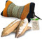 livasia Nackenstützkissen Knochenkissen - Ø 15x32cm - Nackenkissen Knochenform, Sofakissen, Lesekissen mit Kapok, Kissen für Garten und Balkon, Reisekissen handgefertigt (Schwarz/Orange)