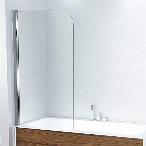 Duschwand für Badewanne mit 6mm ESG NANO Glas, Duschabtrennung Faltbar Badewannenaufsatz Klarglas D2 (BxH) 95x140cm