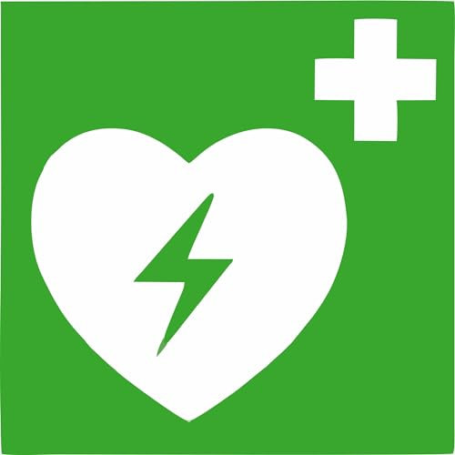 Indigos UG Aufkleber Automatisierter externer Defibrillator (AED) - 15x15 cm - selbstklebender Sicherheits Aufkleber für Tür oder Wand - Warnschild für Gebäude, Hotel, Büro, Firma, Haus, Praxis