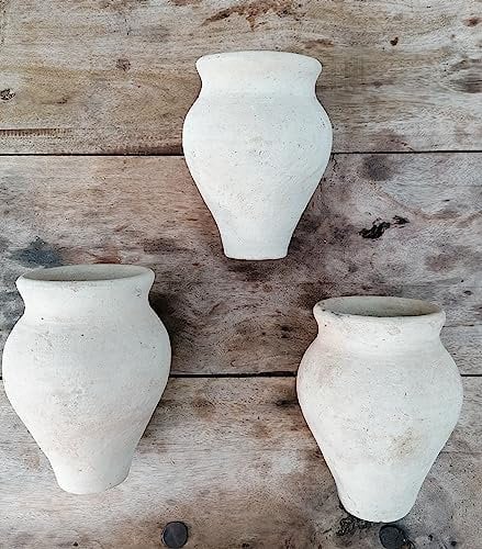 NEU !! 3 er Set kleine Wandtöpfe - Liegeamphoren aus Terrakotta 17 cm hoch, für Garten Wohnung Terrasse Balkon Mediterran Blumentopf