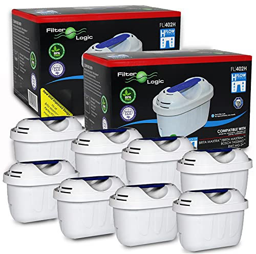 8 x Filter Logic 402H-Flow Cartridge Compatible with Brita Maxtra & Plus
