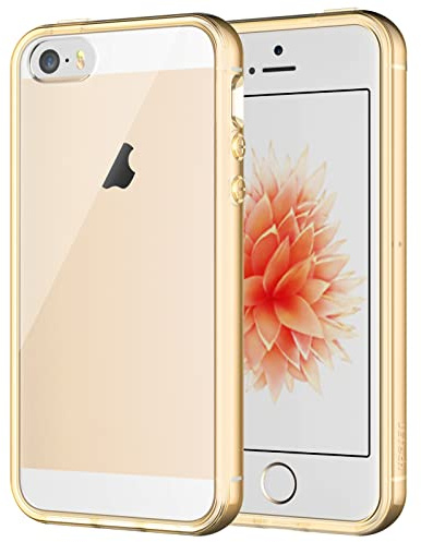 JETech Case for iPhone SE 2016 (Not for 2020), iPhone 5s and iPhone 5, Shockproof Bumper Cover, Anti-Scratch Clear Back, Grey