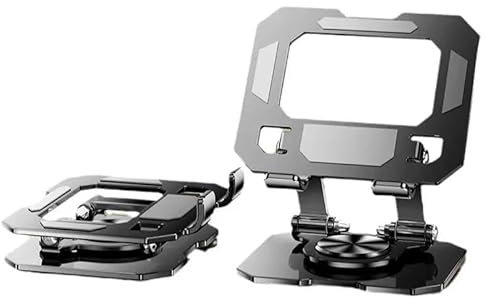 Generisch Tablet-Ständer aus Metall – Verstellbar & klappbar – Universal Halterung für iPad, Galaxy Tab, Kindle – rutschfest, 360° drehbar – Ideal für Büro & Zuhause (Schwarz)