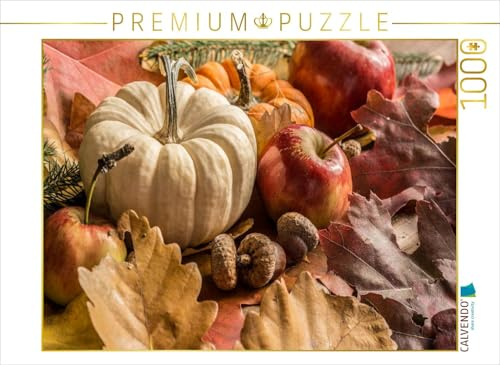 CALVENDO Puzzle Kürbis, Äpfel, Eicheln und Herbstblätter | 1000 Teile Lege-Größe 64 x 48 cm Foto-Puzzle für glückliche Stunden