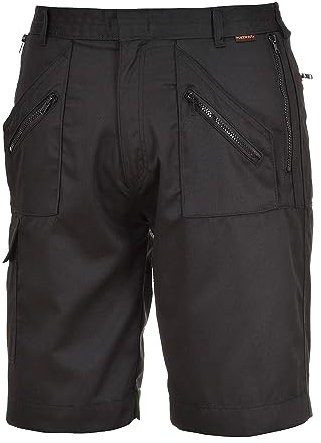 Portwest S889 Elasticated Action Workwear Safety Shorts Black, XXXL