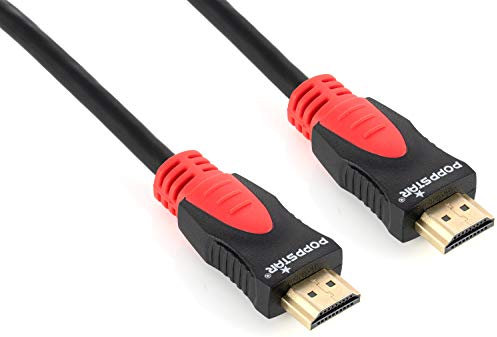 POPPSTAR HDMI Kabel 2.0 (3-fach geschirmt, 3D, 4K Ultra HD 2160p, Full HD 1080p, ARC, High Speed with Ethernet), 24k vergoldete Kontakte, 3m
