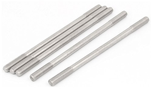 sourcing map Goujon Double Extrémité Filetage Tige Vis Boulon Serré Réglable Pousser M8 x 160mm 5Pcs