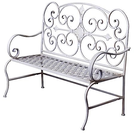 Königliche Gartenbank Antik Weiss 111cm Eisenbank WIF030w Palazzo Exklusiv