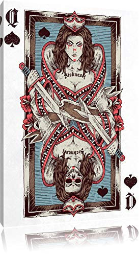 Pixxprint Card Queen white Bild, Größe: 120x80cm, Leinwandbild, fertig gespannt, Wandbild, Dekoration, Kunstdruck, kein Poster