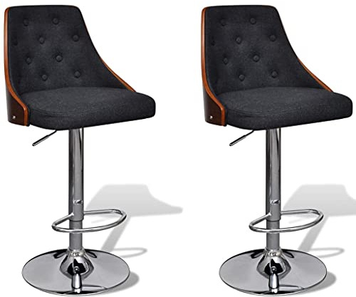 vidaXL 2X Barstuhl Barhocker Küchenhocker Tresenhocker Bugholz und Stoff