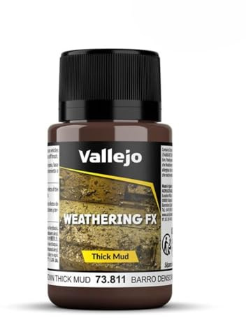 Vallejo - Weathering FX | Brown Thick Mud 40 ml. (1.35 fl.oz.) | Permanent Pigments and Water Based Acrylic Resins | Ideal for Miniatures, Scale Models & Dioramas