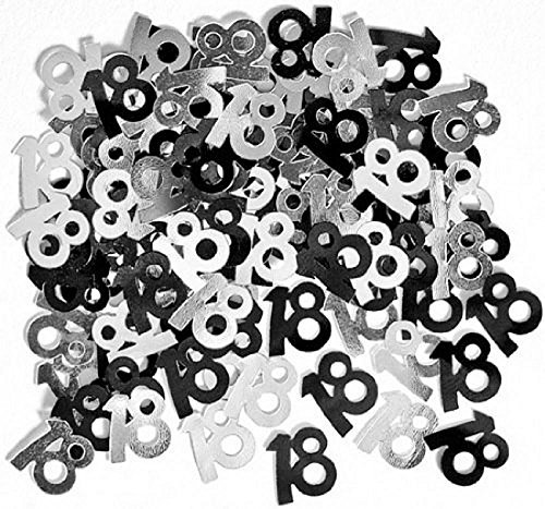 14g Black & Silver 18th Birthday Confetti Foil Metallic Glitz Table Scatter Sprinkles Age Bday Party Decorations