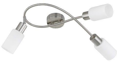 Reality Leuchten Deckenleuchte Mars R80013907, Metall Nickel Matt, Glas Matt Weiß, 3 X E14