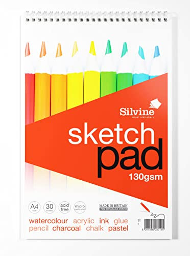 Silvine A4 Sketch Pad Wirebound 130gsm 30 sheets - Packaging May Vary
