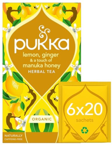 Pukka Organic Tea, Lemon, ginger and Manuka Honey, 20 Count (Pack of 6) by Pukka Organic Tea
