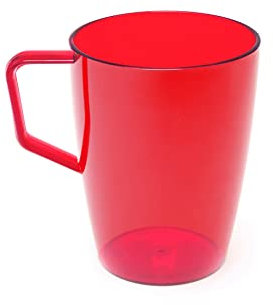Harfield Translucent Red Beakers Mugs (Pack of 4, 280ml) Lightweight Virtually Unbreakable Polycarbonate Plastic