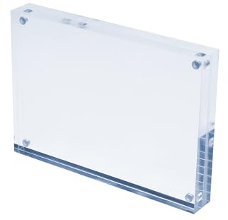 Deflecto 30mm A4 Magnetic Photo Block, Double Sided Acrylic Frame, Clear | Double sided magnetic acrylic block for photos, signs and place cards. Clear freestanding picture display for any counter.