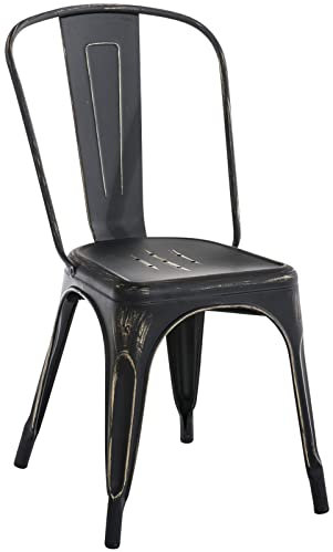 CLP Stuhl Benedikt I Metallstuhl stapelbar und pflegeleicht I Stapelstuhl bis 200 kg belastbar I Sitzhöhe 44 cm, Farbe:schwarz-Gold