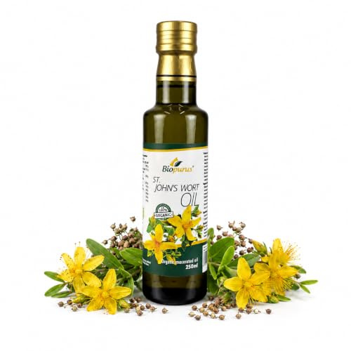 Biopurus Organic St John's Wort Oil 250ml, Food Grade, Skin & Massage | Certified Organic Food Grade Hypericum Oil for Skin, Body Care, Massage & Culinary Use – 100% Natural